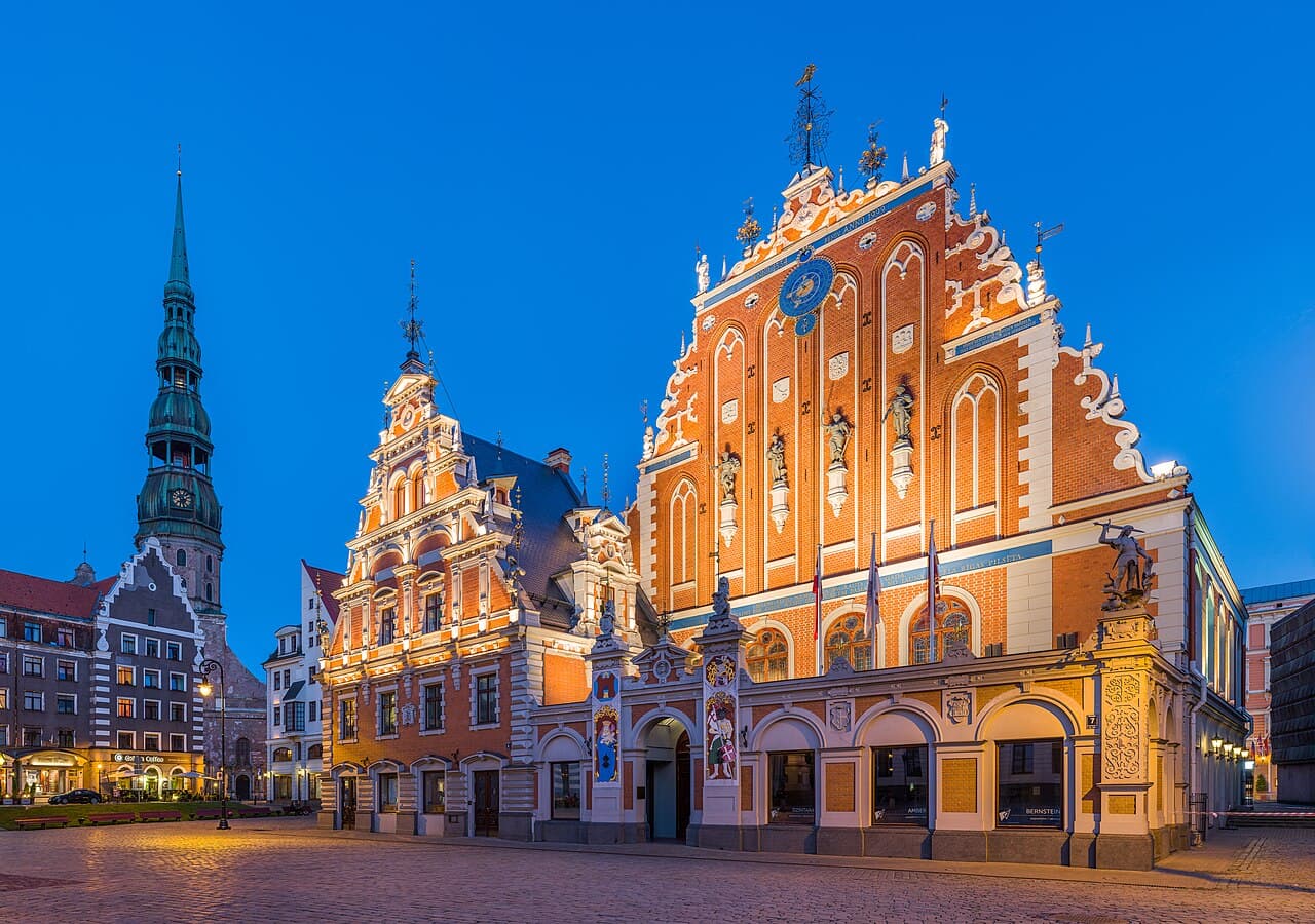 House of Blackheads and St. Peter's Church Tower, Riga, Latvia